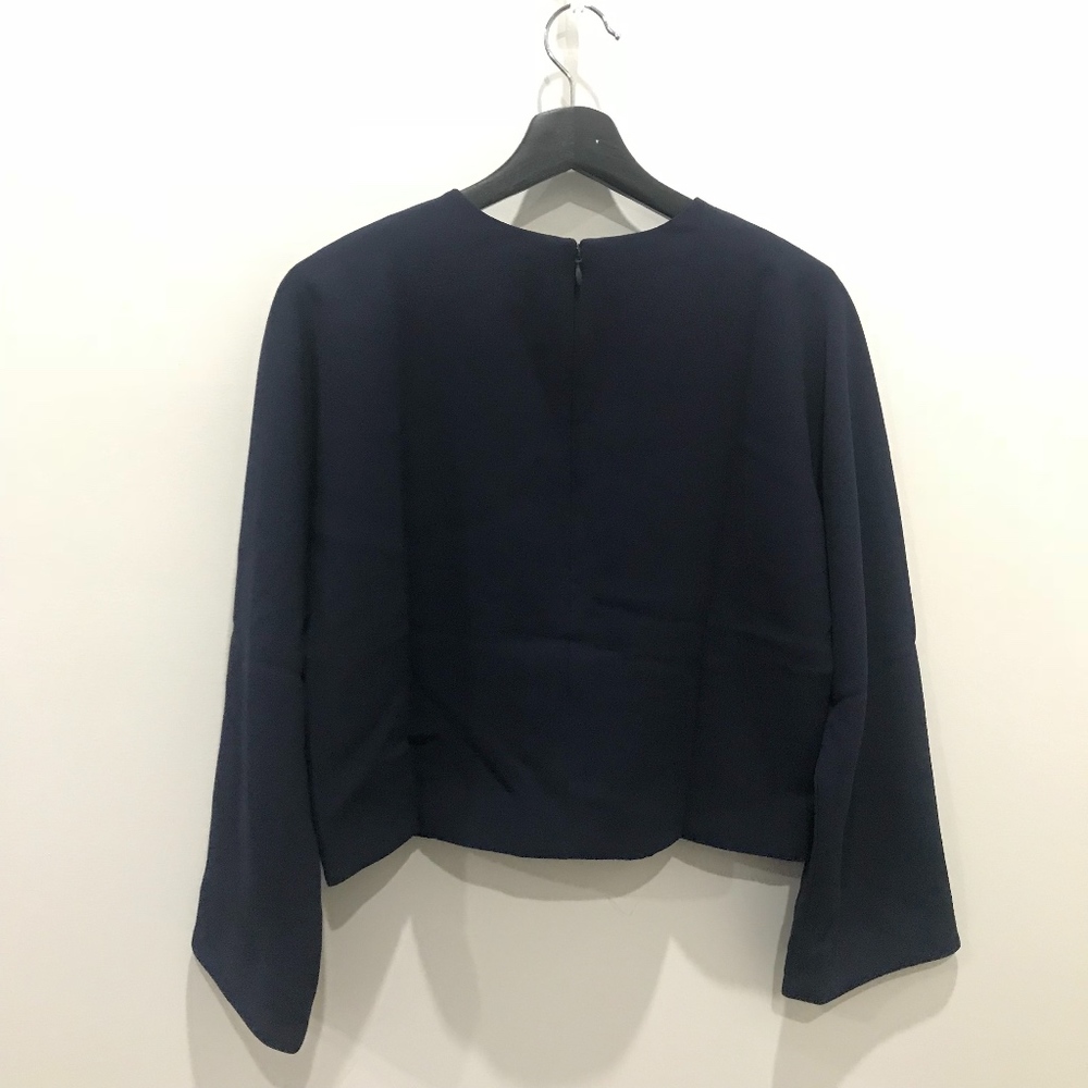 J. Crew Navy cropped Long-sleeve tip in 365 crepe - Picture 2 of 6